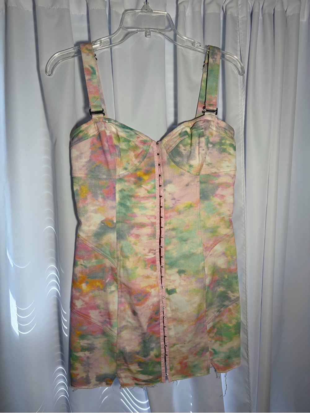 FOR LOVE & LEMONS Smythe Tie Dye Denim Mini Dress size M